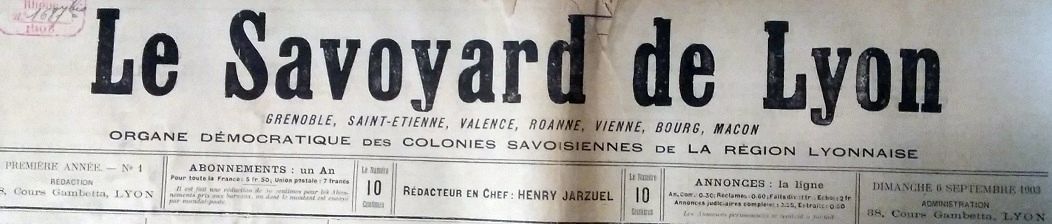 Photo (BnF / Gallica) de : Le Savoyard de Lyon. Lyon, 1903-1905. ISSN 2137-8517.