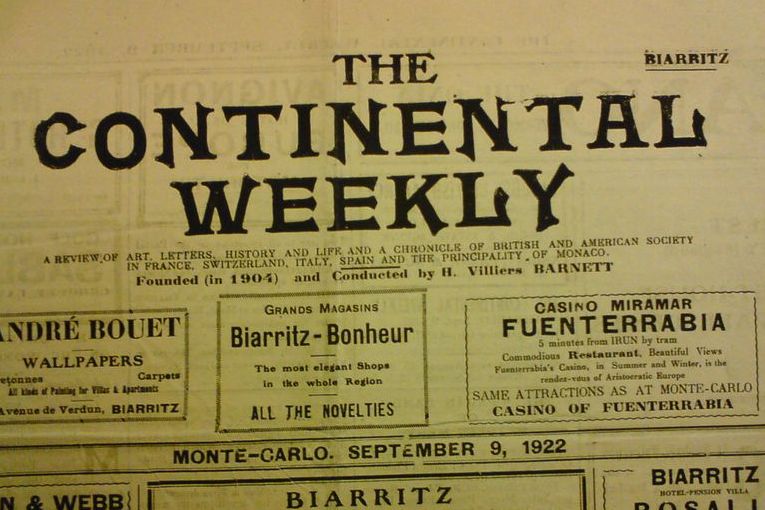 Photo (BnF / Gallica) de : The Continental weekly. Biarritz ed.. Monte-Carlo, Paris, [1904 ?-1922 ?]. ISSN 2075-5171.