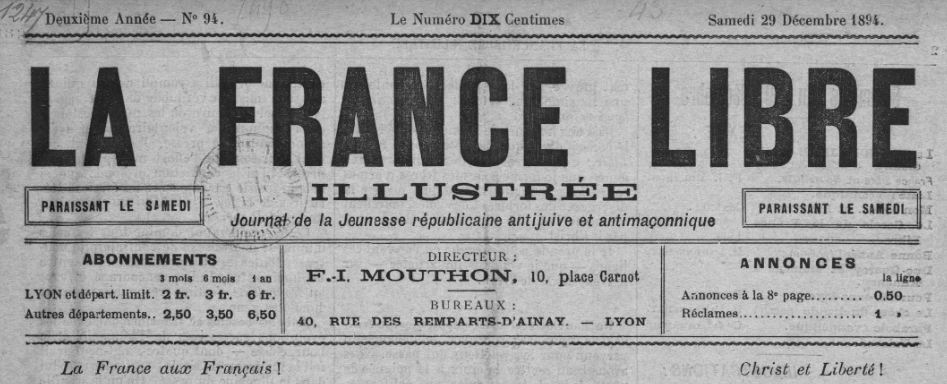 Photo (BnF / Gallica) de : La France libre illustrée. Lyon, 1894-[1899 ?]. ISSN 2128-2757.