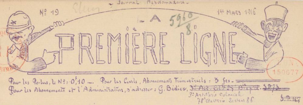 Photo (BnF / Gallica) de : La Première ligne. [Verdun], 1915-1919. ISSN 2135-2038.