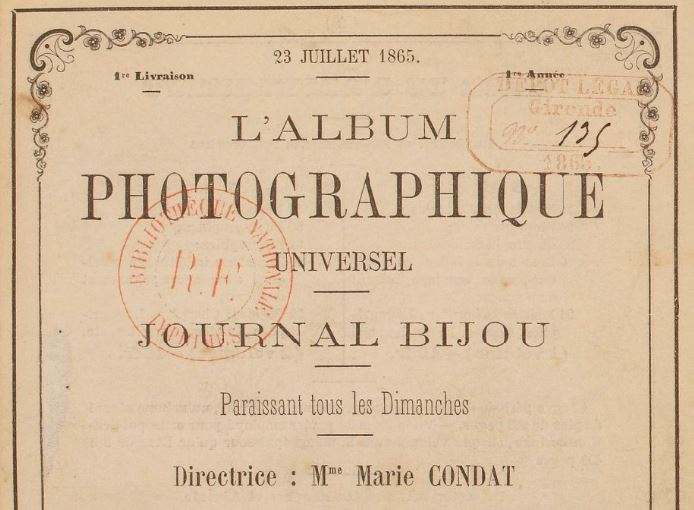 Photo (BnF / Gallica) de : L'Album photographique universel. Bordeaux, 1865-1866. ISSN 2120-5515.