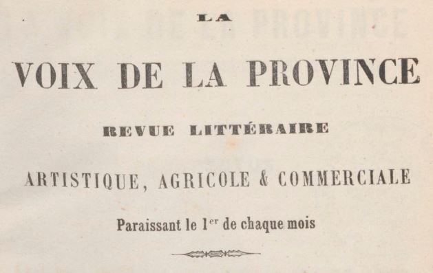 Photo (BnF / Gallica) de : La Voix de la province. Limoges, 1862-1863. ISSN 2140-1535.