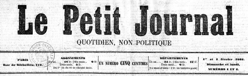 Photo (BnF / Gallica) de : Le Petit journal. Paris, 1863-1944. ISSN 1256-0464.