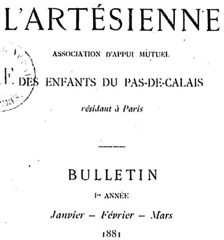 Photo (BnF / Gallica) de : L'Artésienne. Paris, 1881-[1882 ?]. ISSN 2121-0160.