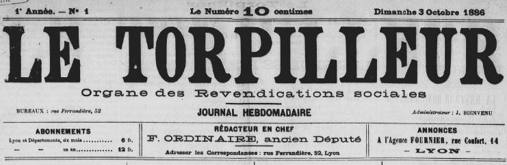 Photo (BnF / Gallica) de : Le Torpilleur. Lyon, 1886-[1887 ?]. ISSN 2138-7044.