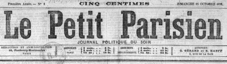 Photo (BnF / Gallica) de : Le Petit Parisien. Paris : Le Petit Parisien, 1876-1944. ISSN 0999-2707.