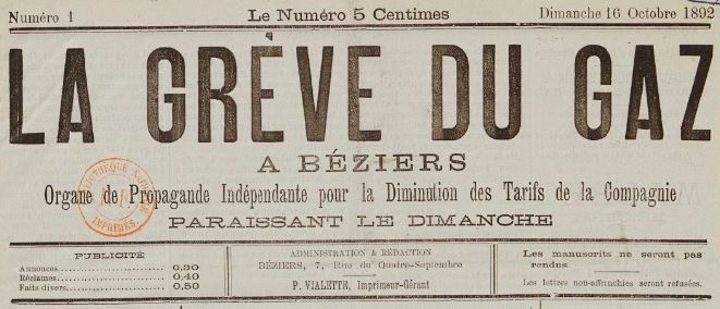Photo (BnF / Gallica) de : La Grève du gaz à Béziers. Béziers, 1892. ISSN 2129-0113.