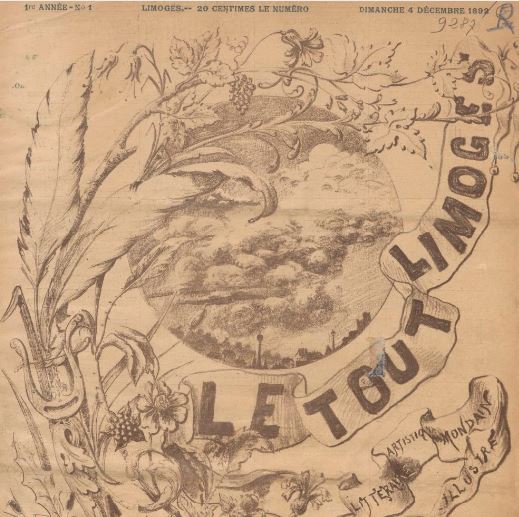Photo (BnF / Gallica) de : Le Tout Limoges. Limoges, 1892-[1893 ?]. ISSN 2021-0892.