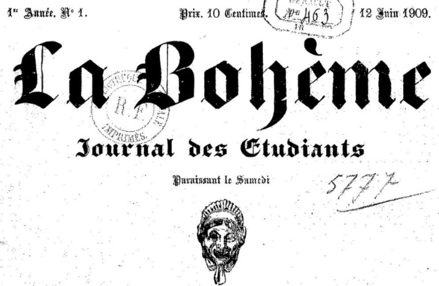 Photo (BnF / Gallica) de : La Bohême. Montpellier, 1909-[1912 ?]. ISSN 2023-4368.
