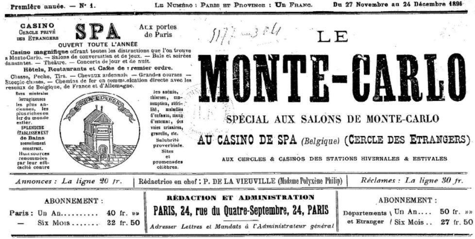 Photo (BnF / Gallica) de : Le Monte-Carlo. Paris, 1896. ISSN 2132-5618.