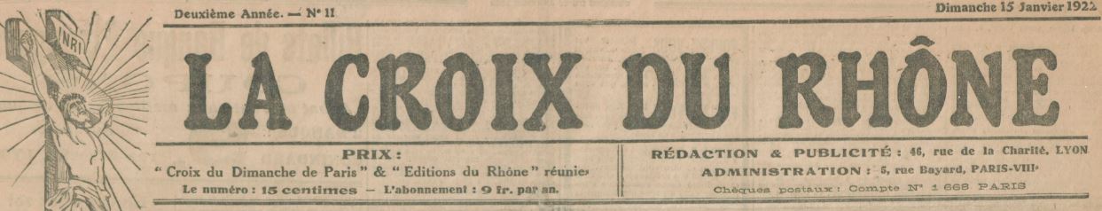 Photo (BnF / Gallica) de : La Croix du Rhône. Lyon, 1922-1944. ISSN 2125-3099.