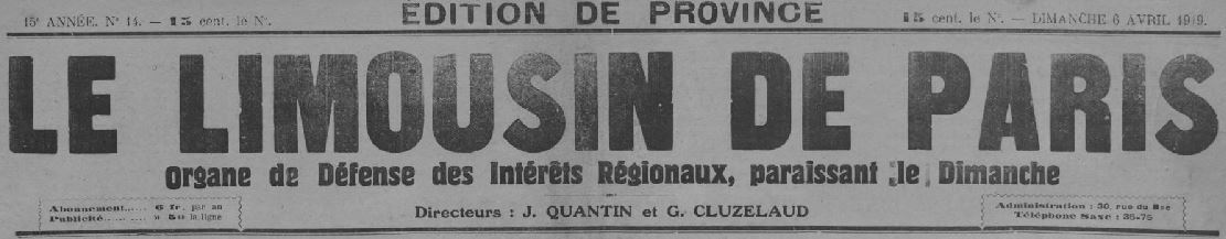 Photo (Creuse. Archives départementales) de : Le Limousin de Paris. Paris, 1905-1940. ISSN 2131-4675.