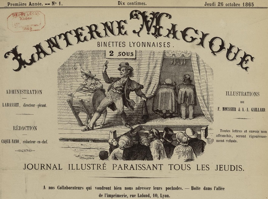 Photo (Bibliothèque municipale (Lyon)) de : Lanterne magique. Lyon, 1865-[1866 ?]. ISSN 2131-1625.