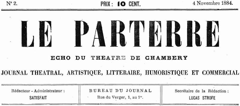 Photo (Auvergne-Rhône-Alpes livre et lecture) de : Le Parterre. Chambéry, 1884-1885. ISSN 2494-064X.