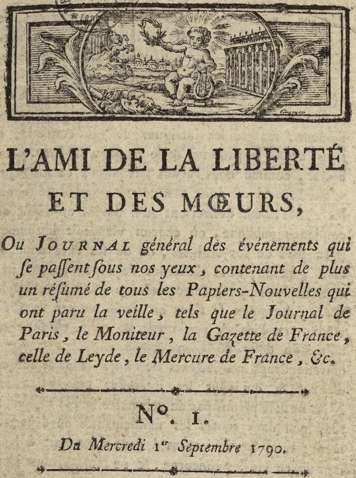 Photo (Bibliothèque municipale (Lyon)) de : L'Ami de la liberté et des mœurs. Lyon, 1790. ISSN 2106-2293.