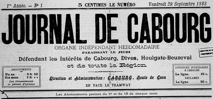Photo (Calvados. Archives départementales) de : Journal de Cabourg. Cabourg, 1893-1937. ISSN 2130-288X.