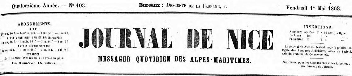 Photo (Alpes-Maritimes. Archives départementales) de : Journal de Nice. Nice, 1863-1931. ISSN 2017-3253.