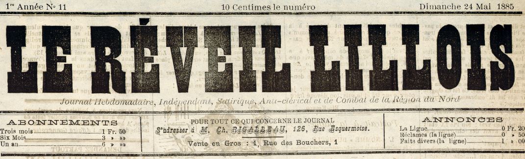 Photo (Médiathèque municipale Jean-Lévy (Lille)) de : Le Réveil lillois. Lille, 1885. ISSN 2137-0486.