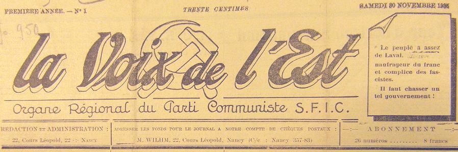Photo (BnF / Gallica) de : La Voix de l'Est. Nancy, 1935-[1982?]. ISSN 2100-5338.
