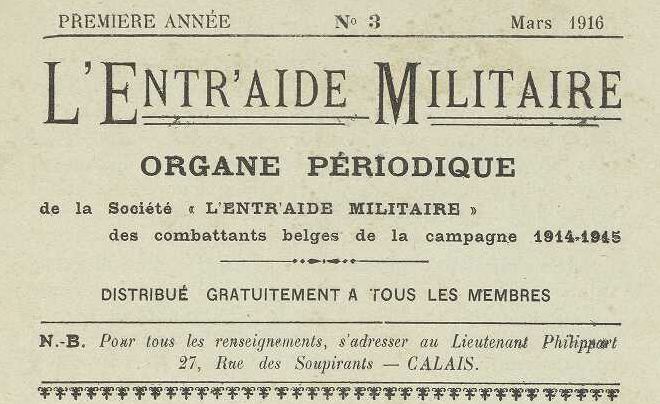 Photo (Vlaams instituut voor archivering) de : L'Entr'aide militaire. Calais, [1916 ?]-[1917 ?]. ISSN 2494-4270.