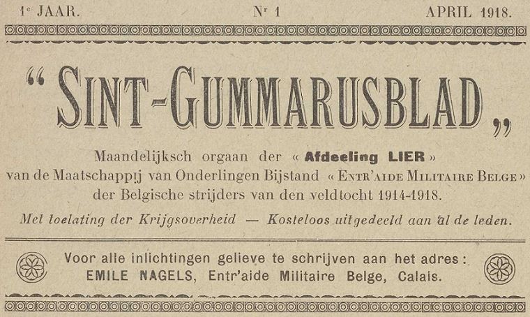 Photo (Vlaams instituut voor archivering) de : Sint-Gummarusblad. Calais, 1918. ISSN 2494-4505.