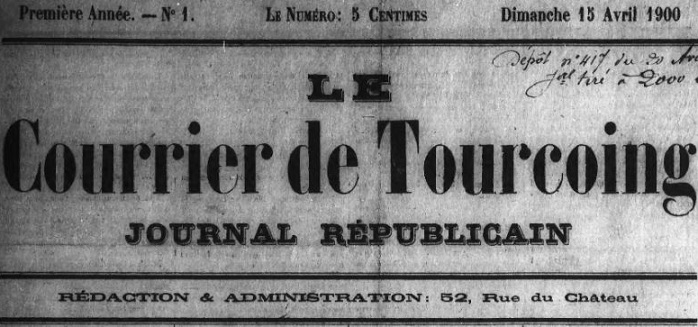 Photo (Médiathèque municipale (Roubaix, Nord)) de : Le Courrier de Tourcoing. Tourcoing, 1900-1907. ISSN 0980-6385.