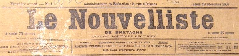 Photo (BnF / Gallica) de : Le Nouvelliste de Bretagne. Rennes, 1901-1944. ISSN 2022-2556.