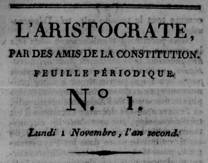 Photo (Calvados. Archives départementales) de : L'Aristocrate. Béthune, 1790-[1791 ?]. ISSN 2556-5427.