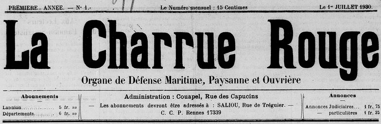 Photo (Côtes-d'Armor. Archives départementales) de : La Charrue rouge. Lannion, 1930-1937. ISSN 2022-8023.