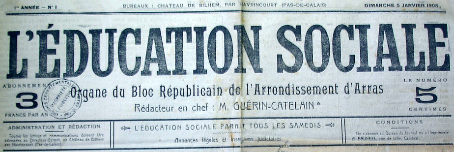Photo (Société des amis de Panckoucke) de : L'Éducation sociale. Havrincourt, 1908-1910. ISSN 2127-0848.