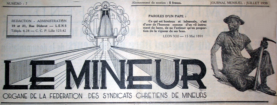 Photo (Société des amis de Panckoucke) de : Le Mineur. Lens, 1938-1939. ISSN 2132-3038.