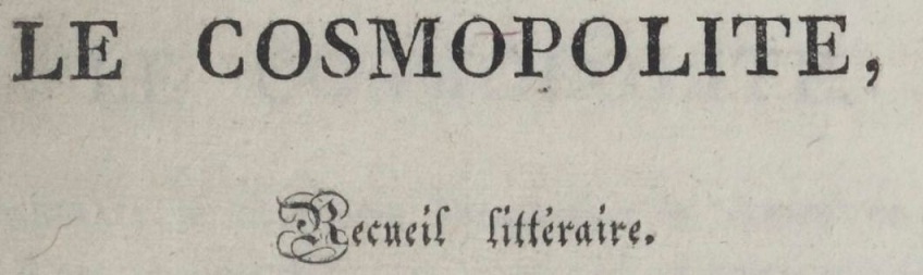 Photo (BnF / Gallica) de : Le Cosmopolite. Aix[-en-Provence], 1828. ISSN 2607-4435.