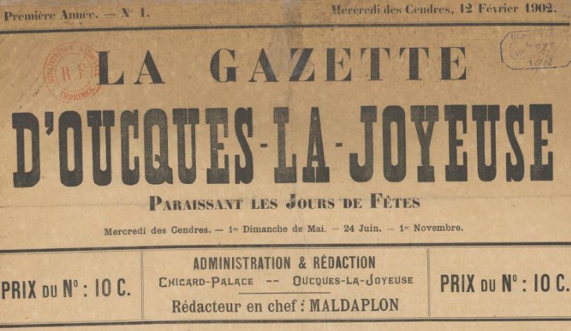 Photo (BnF / Gallica) de : La Gazette d'Oucques-la-Joyeuse. Oucques, 1902-1903. ISSN 2128-5675.
