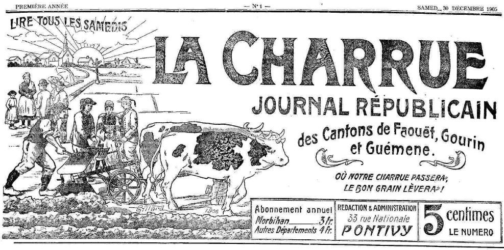 Photo (Morbihan. Archives départementales) de : La Charrue. Pontivy, 1905-1906. ISSN 2123-6712.