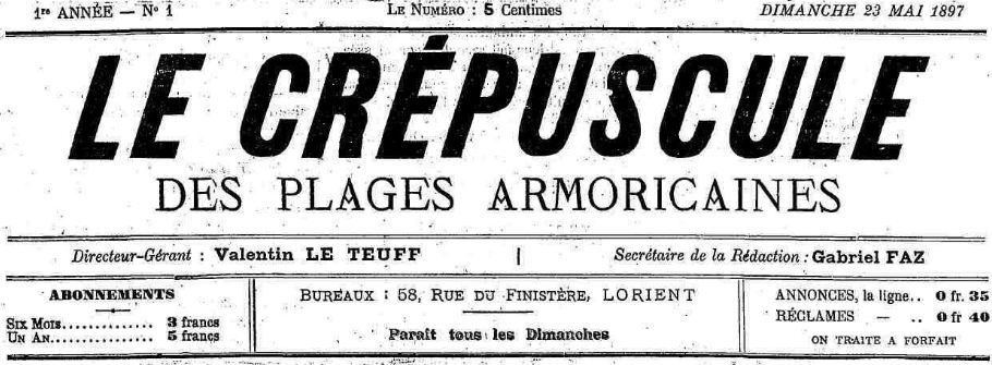 Photo (Morbihan. Archives départementales) de : Le Crépuscule des plages armoricaines. Lorient, 1897. ISSN 2426-7988.