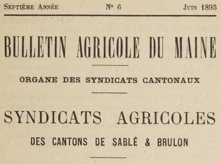 Photo (BnF / Gallica) de : Bulletin agricole du Maine. Le Mans, 1891-1900. ISSN 2122-3696.
