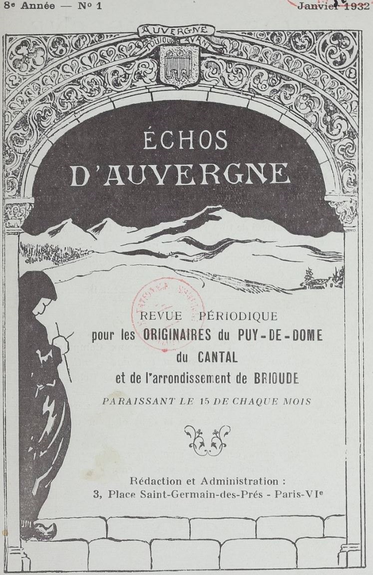 Photo (BnF / Gallica) de : Échos d'Auvergne. Paris, 1925-1937. ISSN 2126-8207.