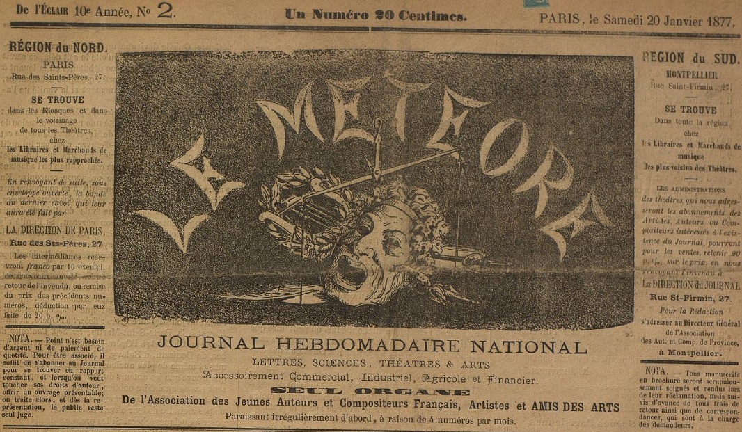 Photo (Montpellier. Bibliothèques municipales) de : Le Météore. Paris, Montpellier, [1877 ?]. ISSN 2132-1833.