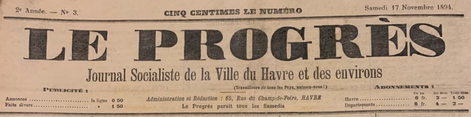 Photo (BnF / Gallica) de : Le Progrès. Havre, 1894-1915. ISSN 2648-1278.