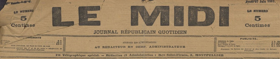 Photo (Montpellier. Bibliothèques municipales) de : Le Midi. Montpellier, 1901-1907. ISSN 1964-2377.