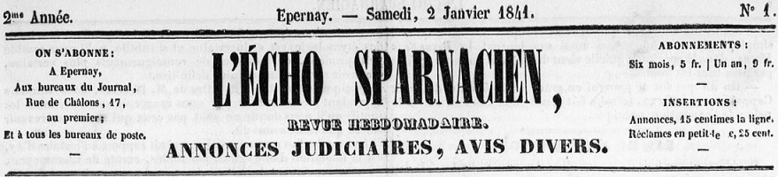 Photo (Bibliothèque municipale (Épernay, Marne)) de : L'Écho sparnacien. Épernay, 1840-1871. ISSN 2126-7855.