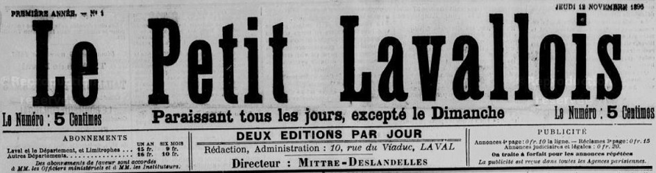 Photo (Bibliothèque municipale (Laval)) de : Le Petit Lavallois. Laval, 1896-1898. ISSN 2134-2296.