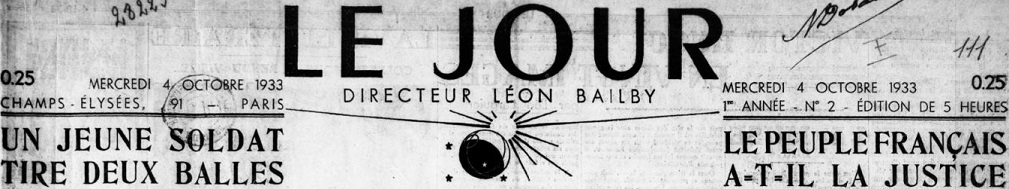 Photo (BnF / Gallica) de : Le Jour. Paris, 1933-1944. ISSN 1256-0308.