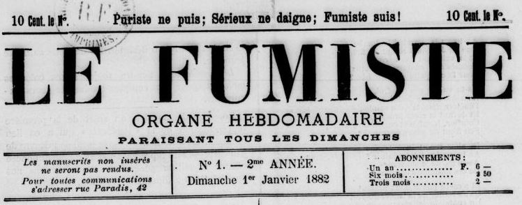 Photo (BnF / Gallica) de : Le Fumiste. Marseille, [1881 ?-1882 ?]. ISSN 2128-3990.