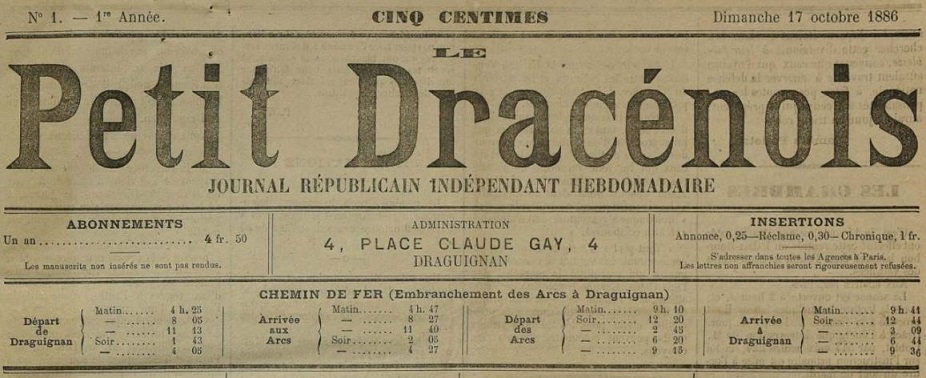Photo (Var. Archives départementales) de : Le Petit Dracénois. Draguignan, 1886-[1906 ?]. ISSN 2017-9286.