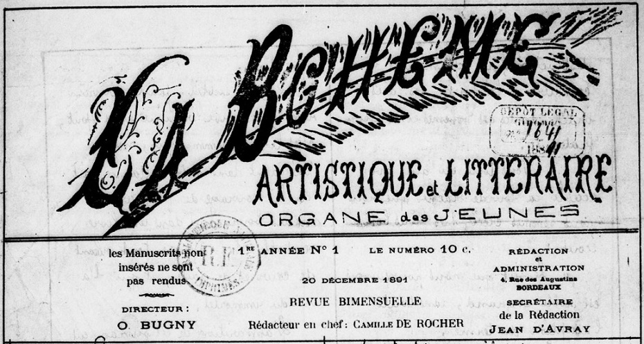 Photo (BnF / Gallica) de : La Bohème artistique et littéraire. Bordeaux, 1891-[1892 ?]. ISSN 2122-0433.