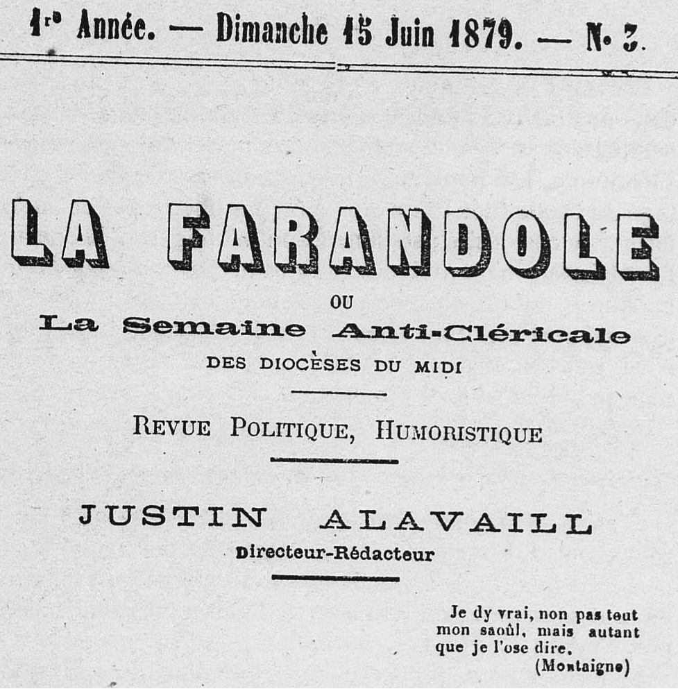 Photo (Médiathèque (Perpignan)) de : La Farandole ou la Semaine anticléricale des diocèses du Midi. Perpignan, 1879-1880. ISSN 2127-813X.