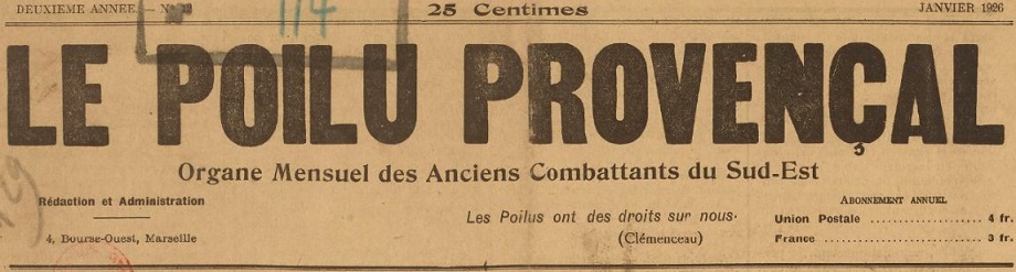Photo (BnF / Gallica) de : Le Poilu provençal. Marseille, 1924-[1940 ?]. ISSN 2135-0728.