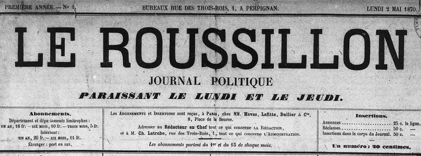 Photo (Médiathèque (Perpignan)) de : Le Roussillon. Perpignan, 1870-1944. ISSN 2137-628X.