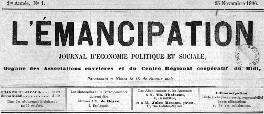 Photo (Occitanie) de : L'Émancipation. Nîmes, 1886-1932. ISSN 1155-6455.